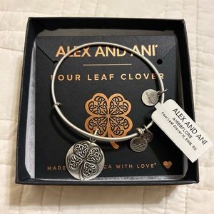 Alex and Ani Gour Leaf Clover Dangle Bracelet